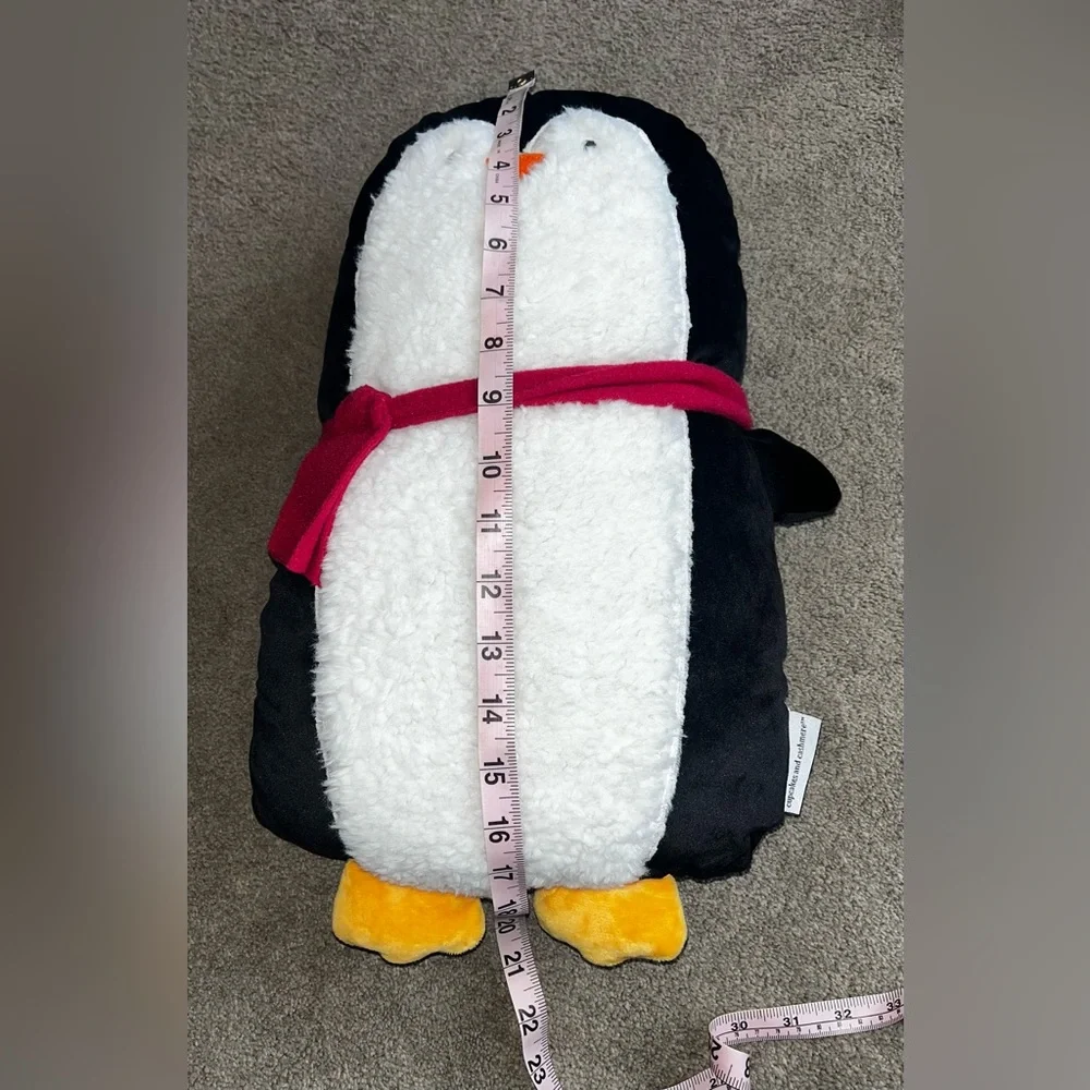 Cupcakes and Cashmere Holiday Penguin Plush Decor Pillow